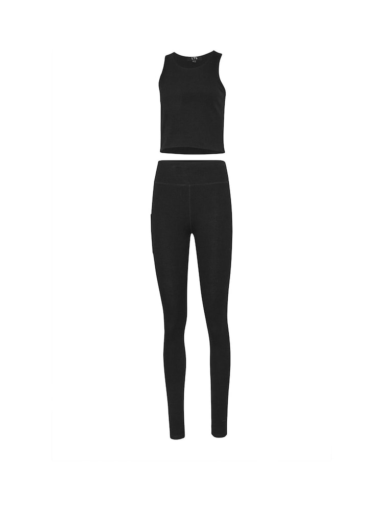 Long Tall Sally Black Active Ribbed Vest and Leggings Set - Image 5 of 5 Long Tall Sally Black Active Ribbed Vest and Leggings Set - Image 5 of 5