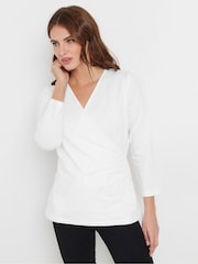 M&Co White 3/4 Sleeve Wrap Top - Image 1 of 5
