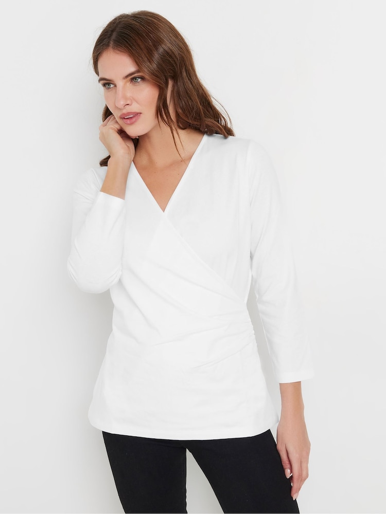 Blanco - M&Co 3/4 Sleeve Wrap Top - Imagen 1 de 5 Blanco - M&Co 3/4 Sleeve Wrap Top - Imagen 1 de 5