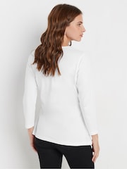 M&Co White 3/4 Sleeve Wrap Top - Image 3 of 5