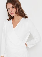 M&Co White 3/4 Sleeve Wrap Top - Image 4 of 5