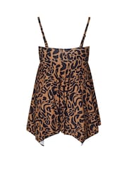 Yours Curve Brown Leopard Print Twist Hanky Hem Tankini - Image 6 of 6