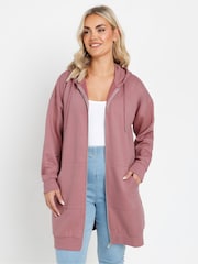 Yours Curve Pink Longline Zip Through Jacket - Image 1 of 5