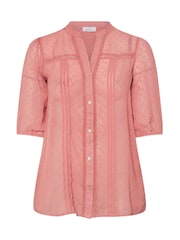Yours Curve Pink London Dobby Crochet Pleated Blouse - Image 6 of 6