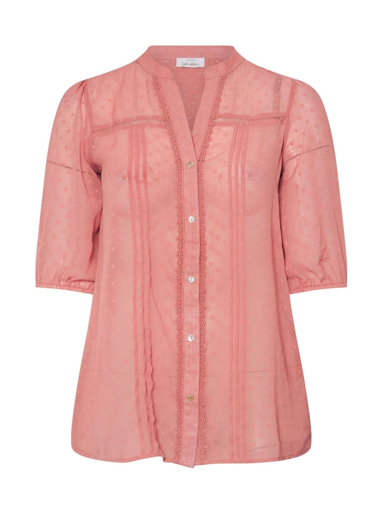 Yours Curve Pink London Dobby Crochet Pleated Blouse - Image 6 of 6