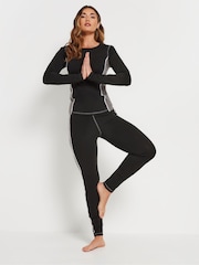 Long Tall Sally Black Active Long Sleeve Colour Block T-Shirt - Image 3 of 5
