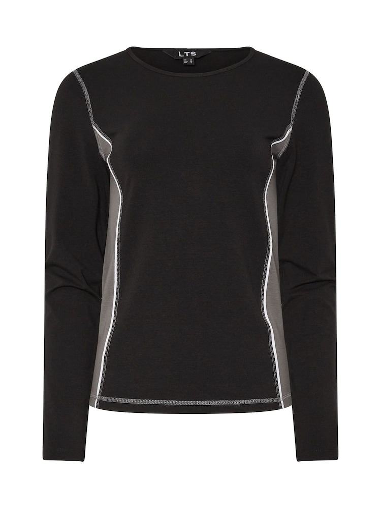 Long Tall Sally Black Active Long Sleeve Colour Block T-Shirt - Image 5 of 5