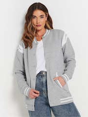 Long Tall Sally Grey Varsity Bomber Jacket - Image 1 of 5