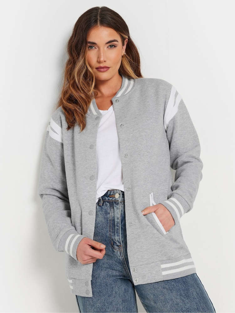 Long Tall Sally Grey Varsity Bomber Jacket - Image 1 of 5