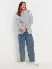 Long Tall Sally Grey Varsity Bomber Jacket - Image 2 of 5