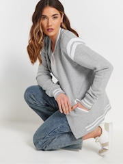 Long Tall Sally Grey Varsity Bomber Jacket - Image 4 of 5