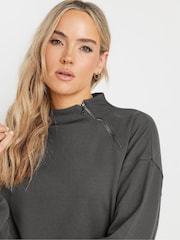 Long Tall Sally Grey High Neck Zip Sweatshirt - Image 4 of 5