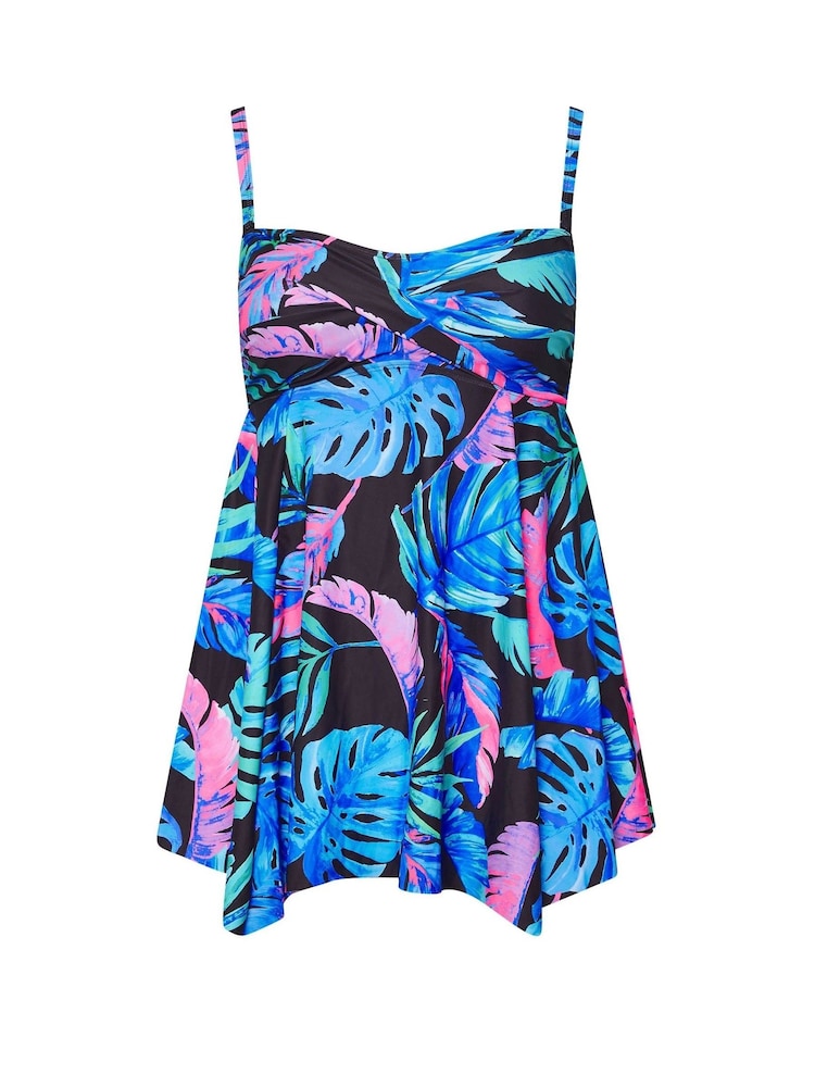 Yours Curve Black Oversized Floral Hanky Tankini - Image 5 of 6