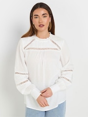 Long Tall Sally White Dobby Ladder Lace Blouse - Image 1 of 5