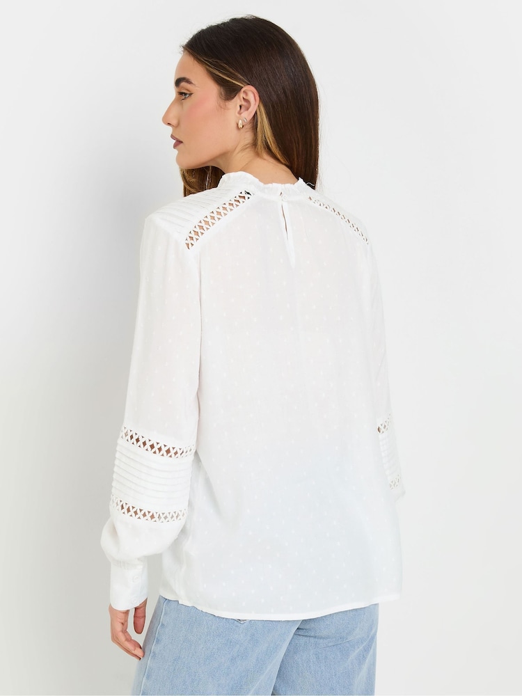 Long Tall Sally White Dobby Ladder Lace Blouse - Image 3 of 5