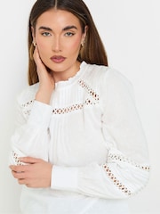 Long Tall Sally White Dobby Ladder Lace Blouse - Image 4 of 5
