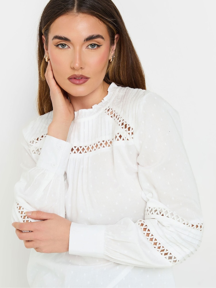 Long Tall Sally White Dobby Ladder Lace Blouse - Image 4 of 5