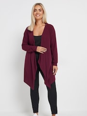 Yours Curve Red Waterfall Ribbed Cardigan - Image 1 of 6
