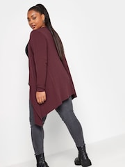Yours Curve Red Waterfall Ribbed Cardigan - Image 2 of 6