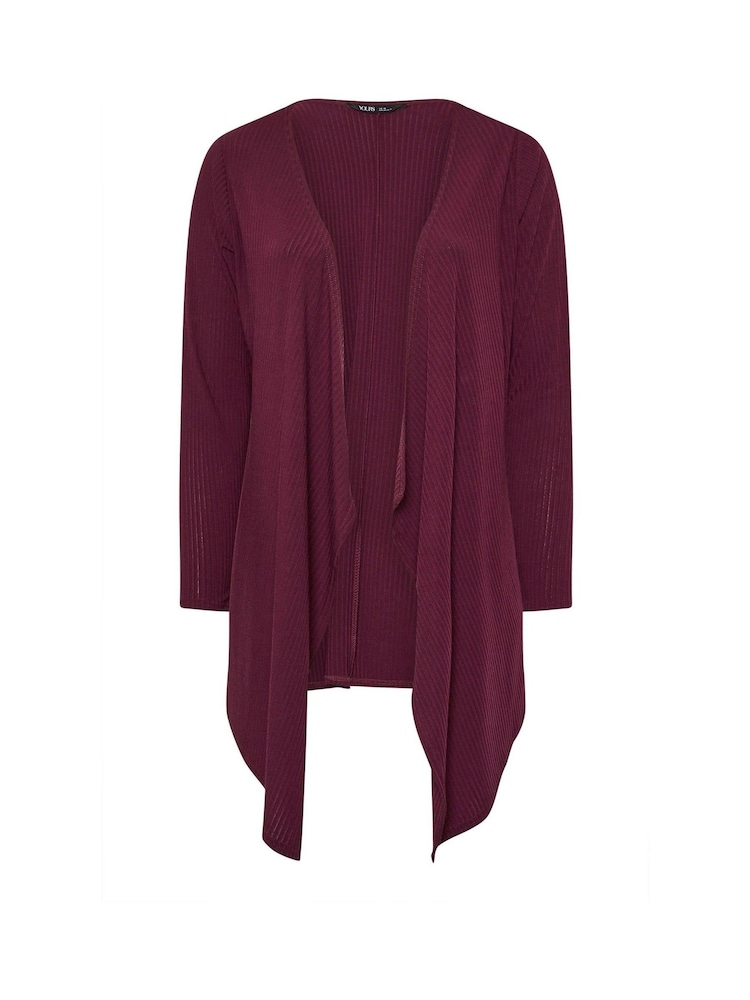 Yours Curve Red Waterfall Ribbed Cardigan - Image 6 of 6