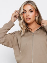 Yours Curve Brown Longline Zip Through Jacket - Image 4 of 6