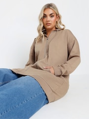 Yours Curve Brown Longline Zip Through Jacket - Image 5 of 6