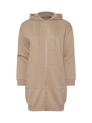 Yours Curve Brown Longline Zip Through Jacket - Image 6 of 6