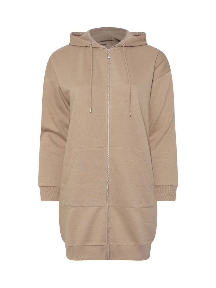 Yours Curve Brown Longline Zip Through Jacket - Image 6 of 6