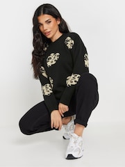 PixieGirl Petite Black Leopard Print Heart Jumper - Image 1 of 5