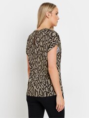 Long Tall Sally Natural Leopard Grown On Sleeve T-Shirt - Image 3 of 5