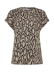Long Tall Sally Natural Leopard Grown On Sleeve T-Shirt - Image 5 of 5