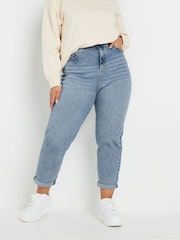 Yours Curve Blue Boyfriend Jeans - Image 1 of 4