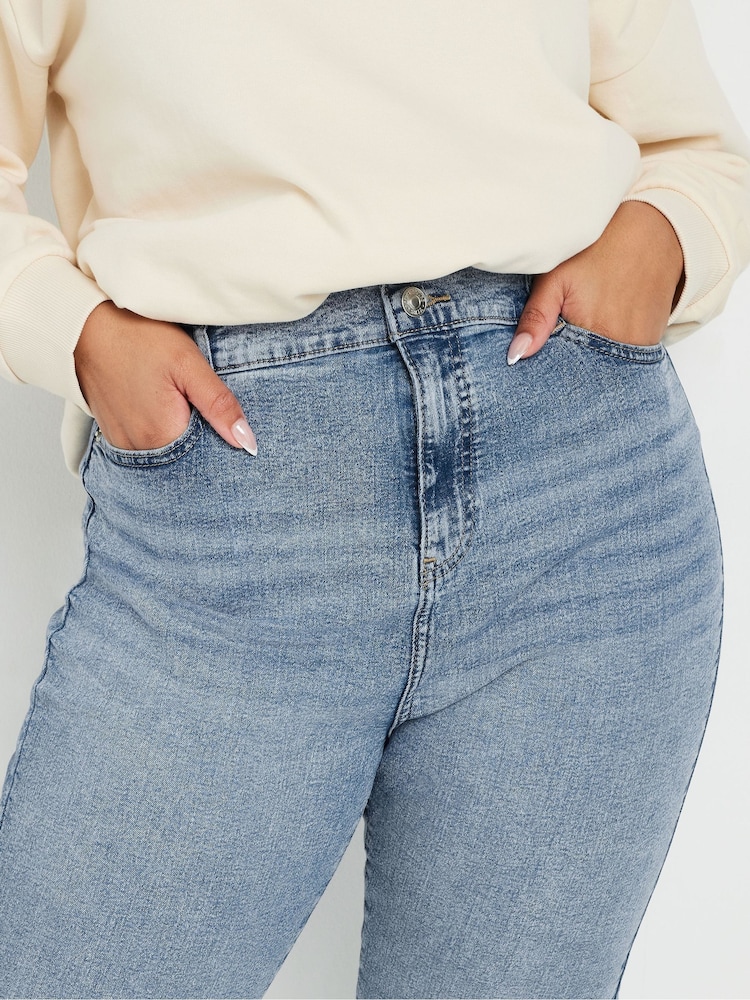 Yours Curve Blue Boyfriend Jeans - Image 4 of 4