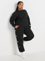 Yours Curve Black Limited Bow Detail Joggers - Image 2 of 5