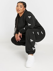Yours Curve Black Limited Bow Detail Joggers - Image 4 of 5