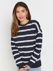 رمادي - Long Tall Sally Stripe Popper Sweatshirt - صورة 2 من 5