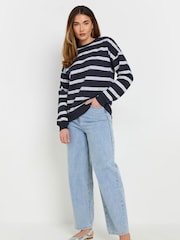 رمادي - Long Tall Sally Stripe Popper Sweatshirt - صورة 3 من 5
