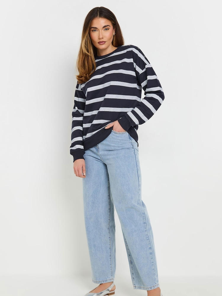 Long Tall Sally Grey Stripe Popper Sweatshirt - Image 3 of 5