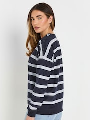 رمادي - Long Tall Sally Stripe Popper Sweatshirt - صورة 4 من 5