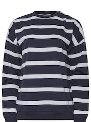 رمادي - Long Tall Sally Stripe Popper Sweatshirt - صورة 5 من 5