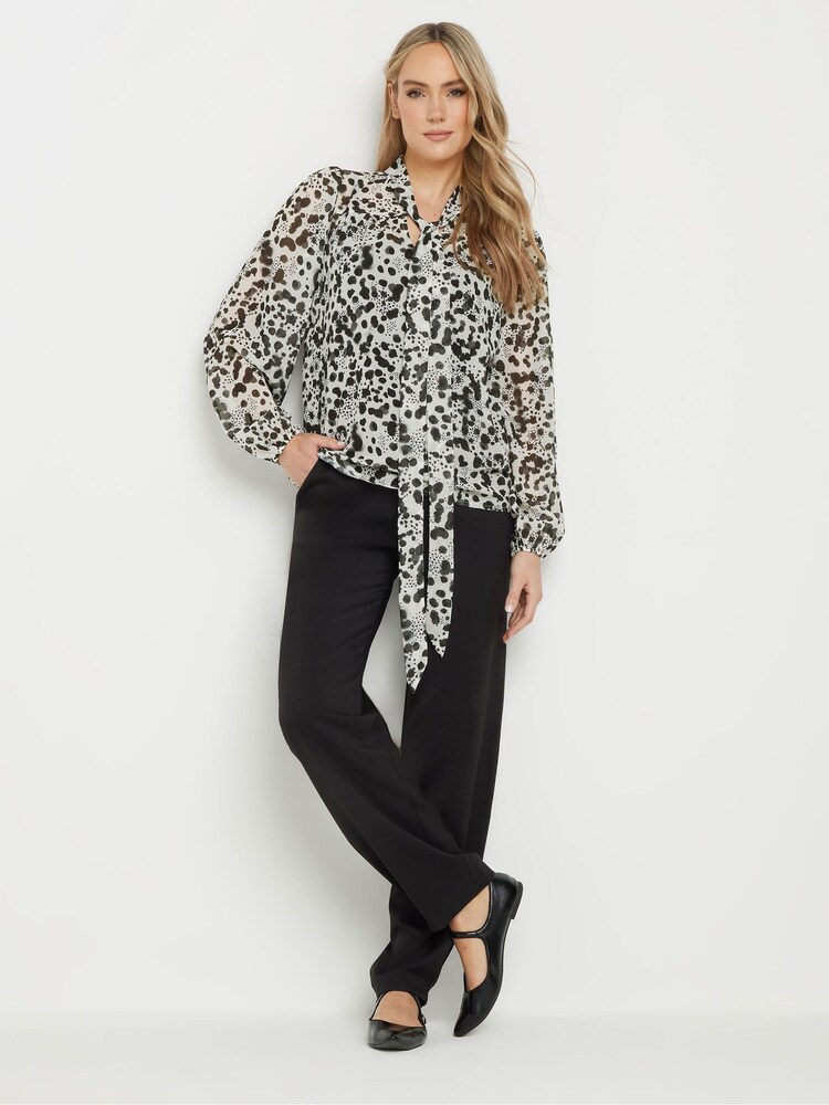 Long Tall Sally White Smudge Spot Tie Neck Top - Image 2 of 5
