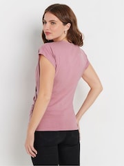 M&Co Pink Short Sleeve Wrap Top - Image 3 of 5