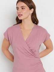 M&Co Pink Short Sleeve Wrap Top - Image 4 of 5