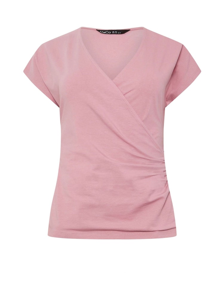 M&Co Pink Short Sleeve Wrap Top - Image 5 of 5 M&Co Pink Short Sleeve Wrap Top - Image 5 of 5
