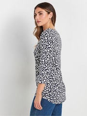 Long Tall Sally Blue Pintuck Henley 100% Cotton Top - Image 3 of 5