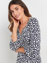 Long Tall Sally Blue Pintuck Henley 100% Cotton Top - Image 4 of 5