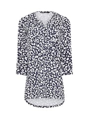 Long Tall Sally Blue Pintuck Henley 100% Cotton Top - Image 5 of 5