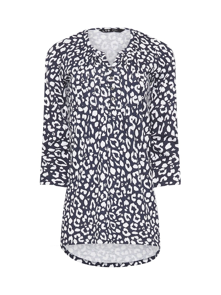 Long Tall Sally Blue Pintuck Henley 100% Cotton Top - Image 5 of 5