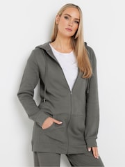 Long Tall Sally Grey Longline Zip Through Hoodie - Image 1 of 5