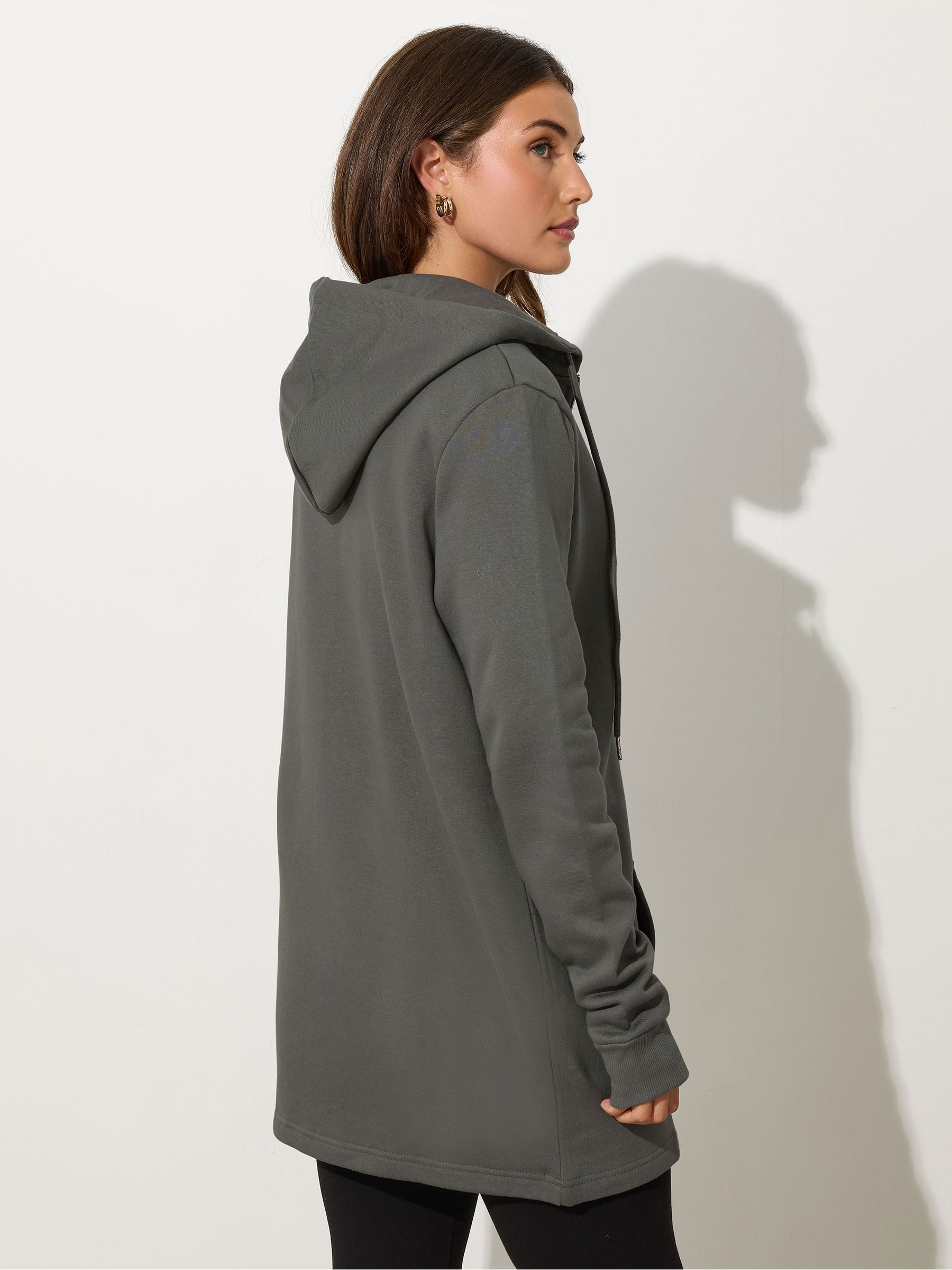 Buy Long Tall Sally Grey Longline Zip Through Hoodie from Next USA